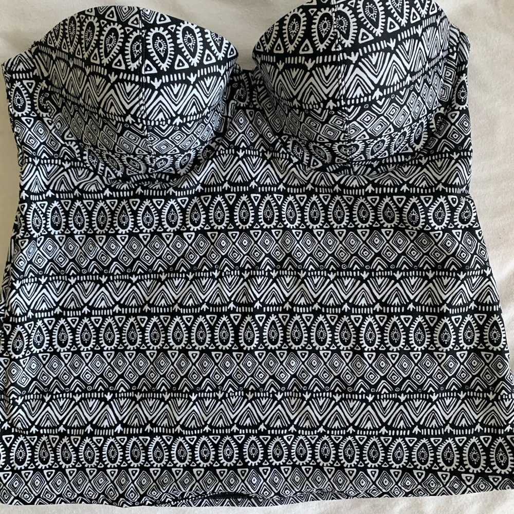 Black and White strapless bathing suit top